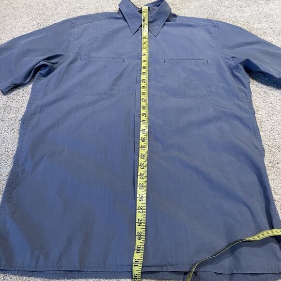 Vintage 80s DKNY Button Up Shirt Men's M Blue Short Sleeve 100% Cotton Pockets - Picture 9 of 10